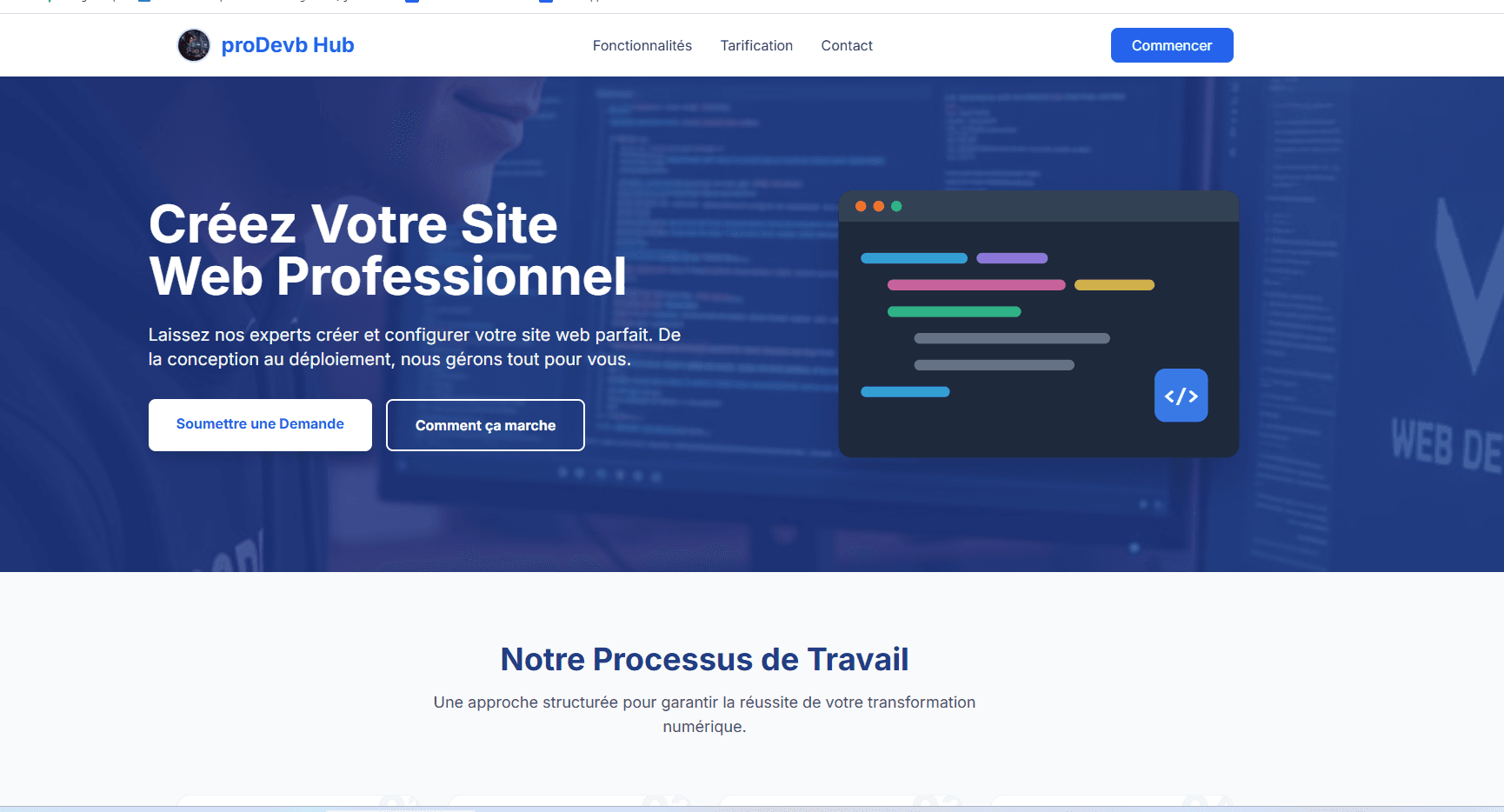 Landing Page for service
